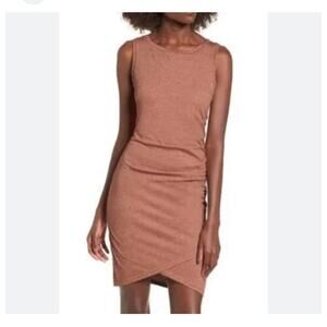 NWT Leith Ruched Sleeveless Dress in Coral Cedar Size XL